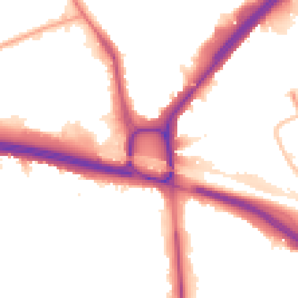 Night-time road noise heatmap for W5 1BT