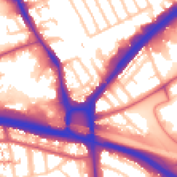 Daytime road noise heatmap for W5 1EB