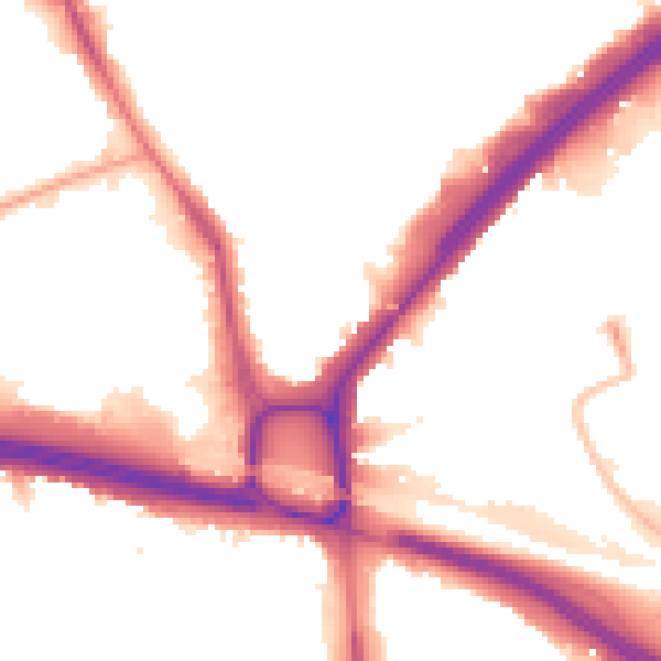 Night-time road noise heatmap for W5 1EB