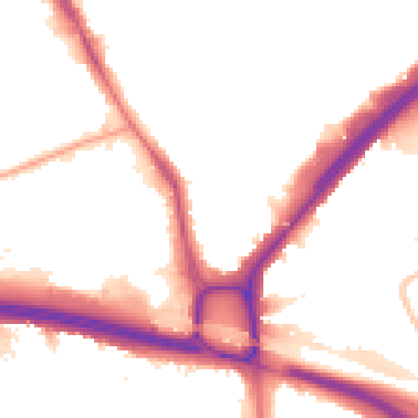 Night-time road noise heatmap for W5 1ED