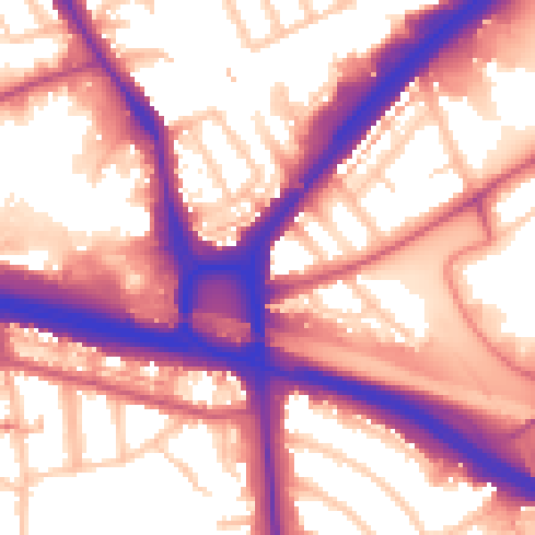 Daytime road noise heatmap for W5 1EE