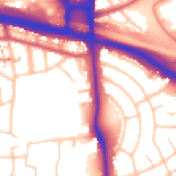 Daytime road noise heatmap for W5 1EP
