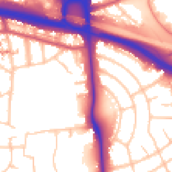 Daytime road noise heatmap for W5 1EW