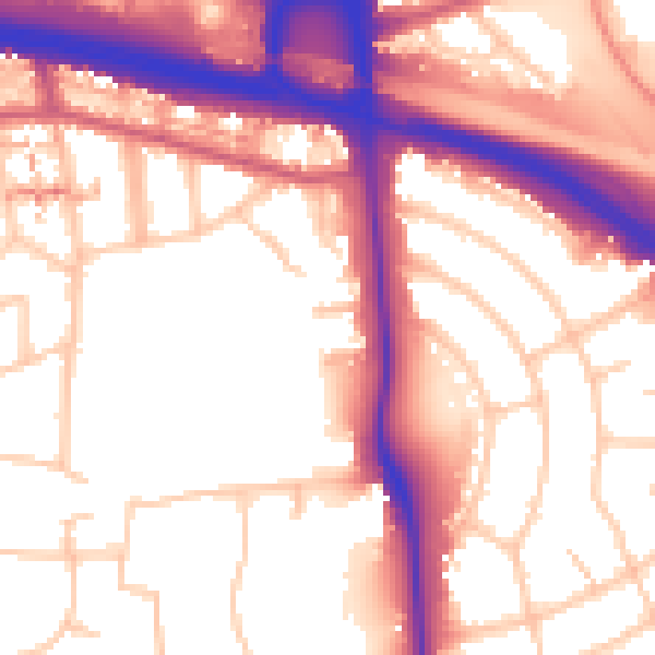 Daytime road noise heatmap for W5 1HF