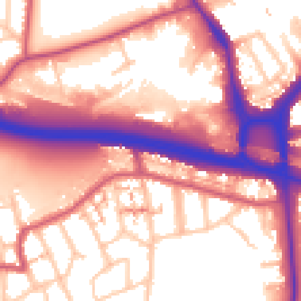 Daytime road noise heatmap for W5 1JL