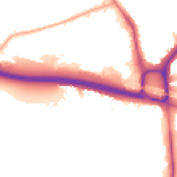 Night-time road noise heatmap for W5 1JL
