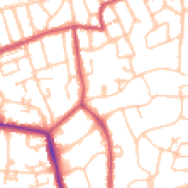 Daytime road noise heatmap for W5 1PY