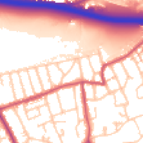 Daytime road noise heatmap for W5 1QN