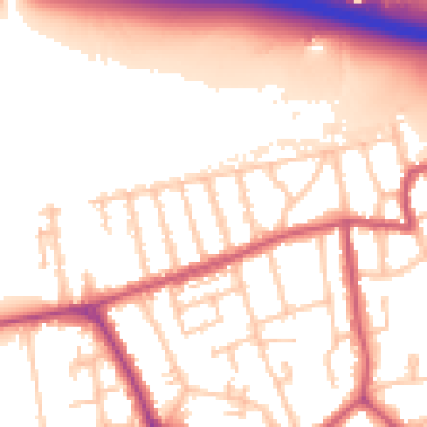 Daytime road noise heatmap for W5 1QU