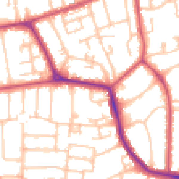 Daytime road noise heatmap for W5 1TA