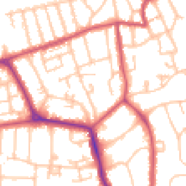 Daytime road noise heatmap for W5 1TQ