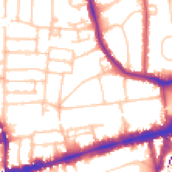 Daytime road noise heatmap for W5 2AW