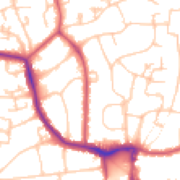 Daytime road noise heatmap for W5 2HE