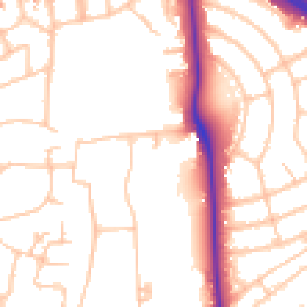 Daytime road noise heatmap for W5 2JT