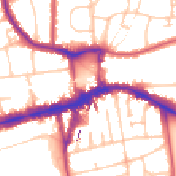 Daytime road noise heatmap for W5 2NN