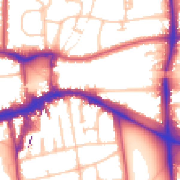 Daytime road noise heatmap for W5 2PY