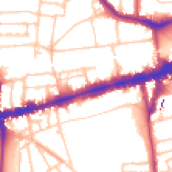 Daytime road noise heatmap for W5 2SN