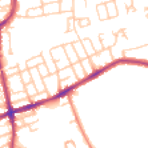 Daytime road noise heatmap for W5 4AJ