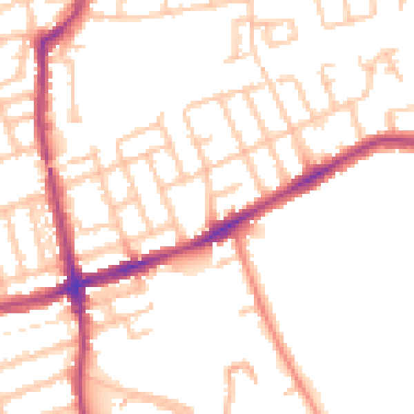 Daytime road noise heatmap for W5 4AP