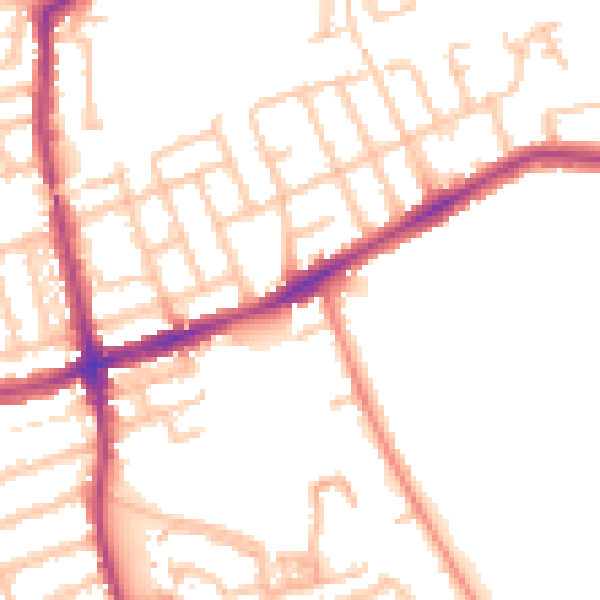 Daytime road noise heatmap for W5 4NG