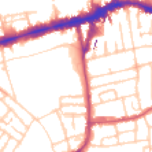 Daytime road noise heatmap for W5 5EG