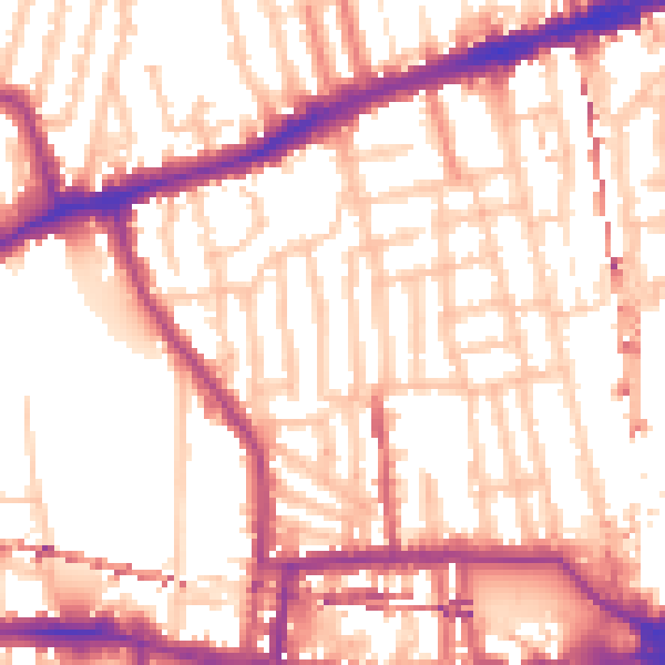 Daytime road noise heatmap for W6 0DP