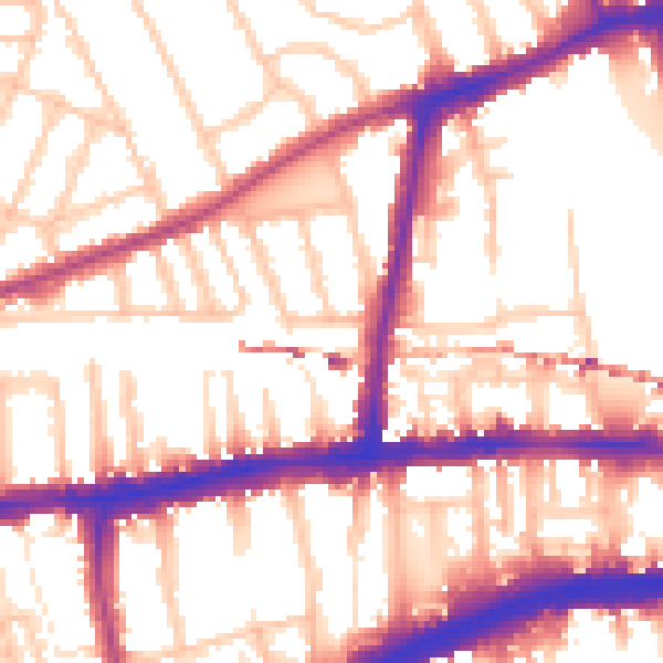 Daytime road noise heatmap for W6 0XS