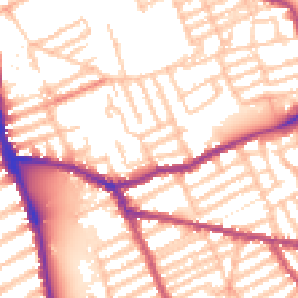 Daytime road noise heatmap for W6 8QH
