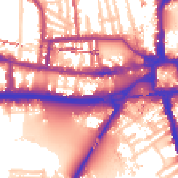Daytime road noise heatmap for W6 9JD