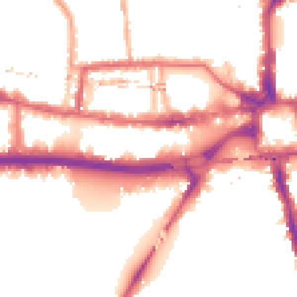 Night-time road noise heatmap for W6 9JD