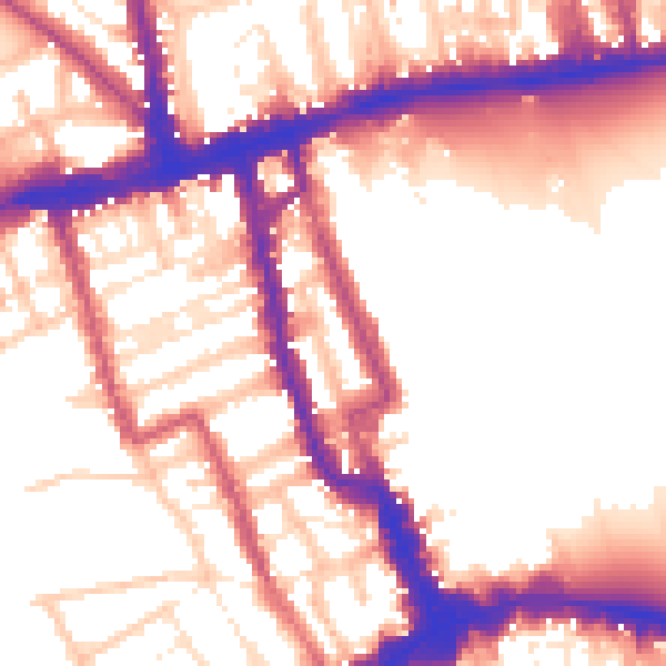 Daytime road noise heatmap for W8 4AL