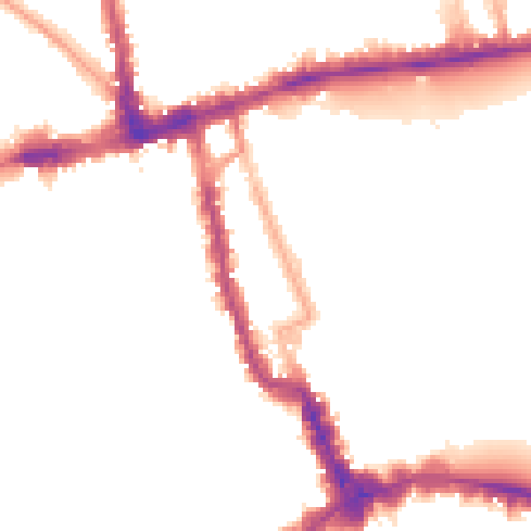 Night-time road noise heatmap for W8 4AL