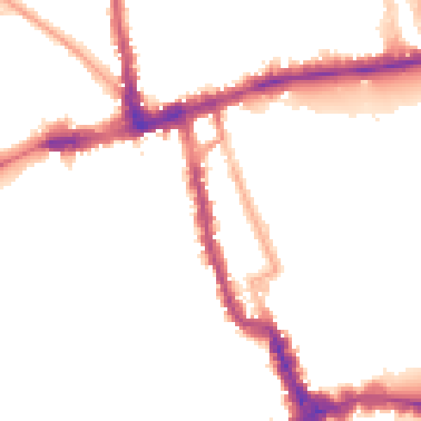 Night-time road noise heatmap for W8 4BH