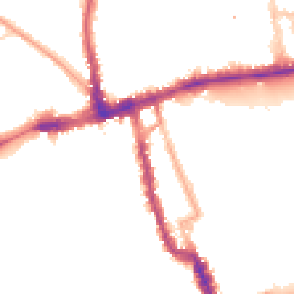 Night-time road noise heatmap for W8 4BN