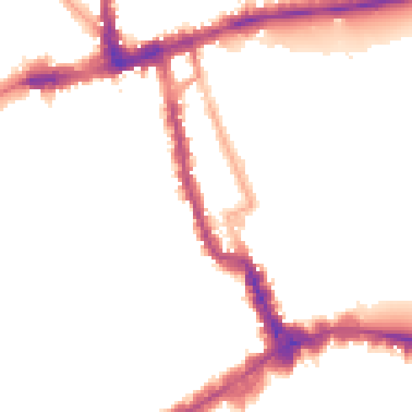 Night-time road noise heatmap for W8 4BY