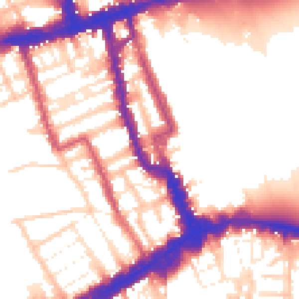 Daytime road noise heatmap for W8 4DE
