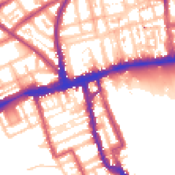 Daytime road noise heatmap for W8 4DP