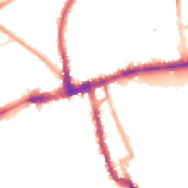 Night-time road noise heatmap for W8 4DP