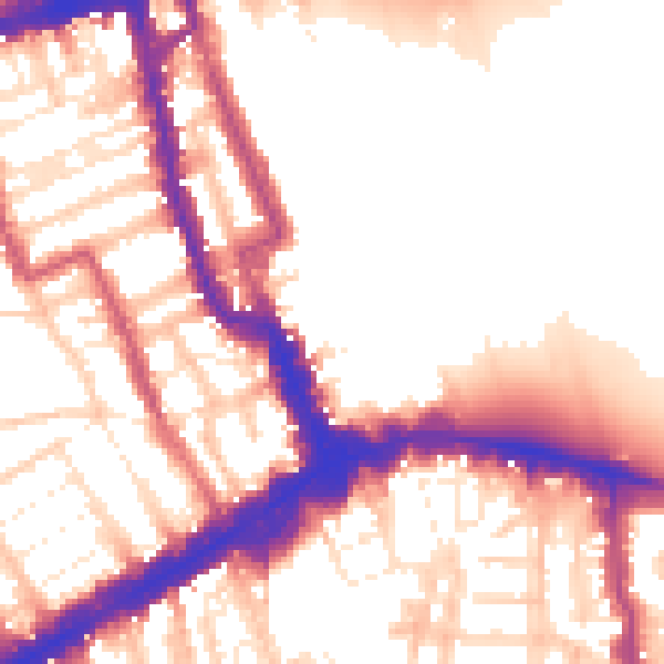 Daytime road noise heatmap for W8 4EY