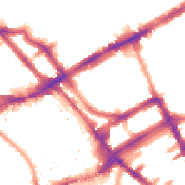 Night-time road noise heatmap for W8 6HX