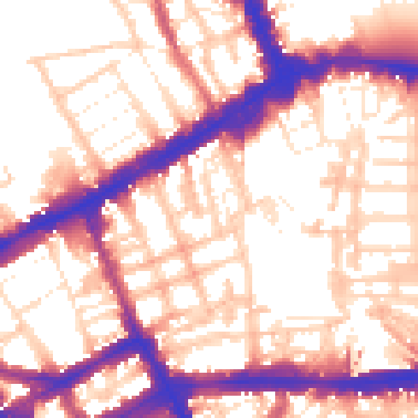 Daytime road noise heatmap for W8 6TN