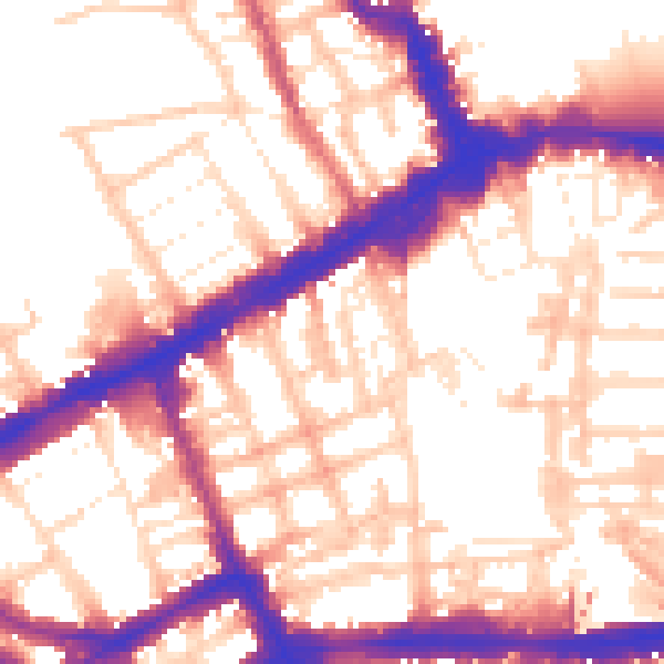 Daytime road noise heatmap for W8 6UG