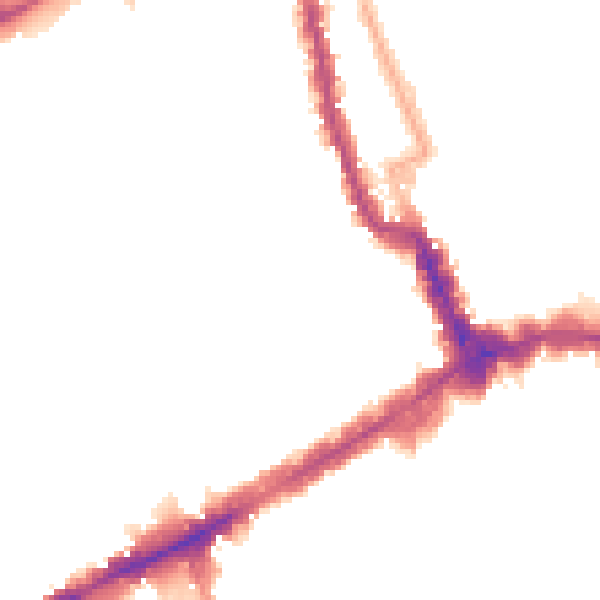 Night-time road noise heatmap for W8 7NP
