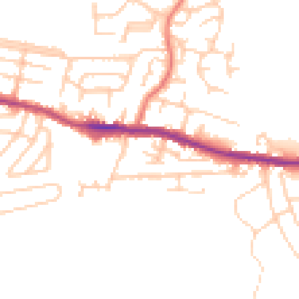 Daytime road noise heatmap for WA11 0AA