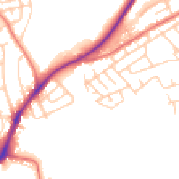 Daytime road noise heatmap for WA11 0AG