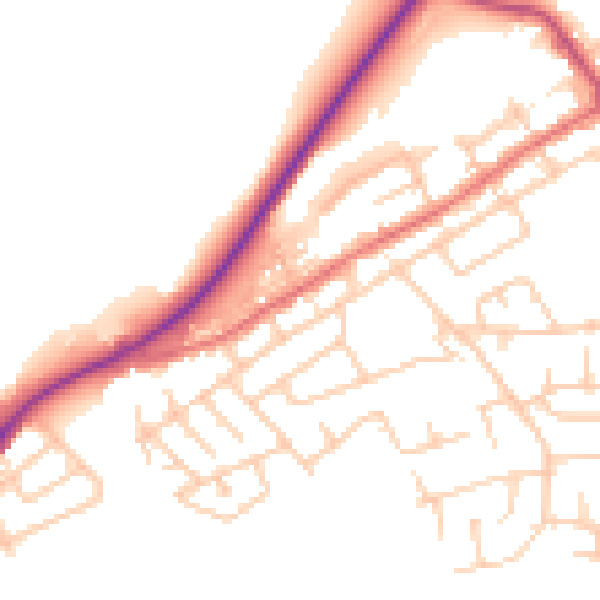 Daytime road noise heatmap for WA11 0AH