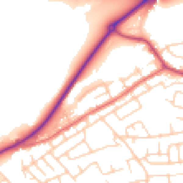 Daytime road noise heatmap for WA11 0AR