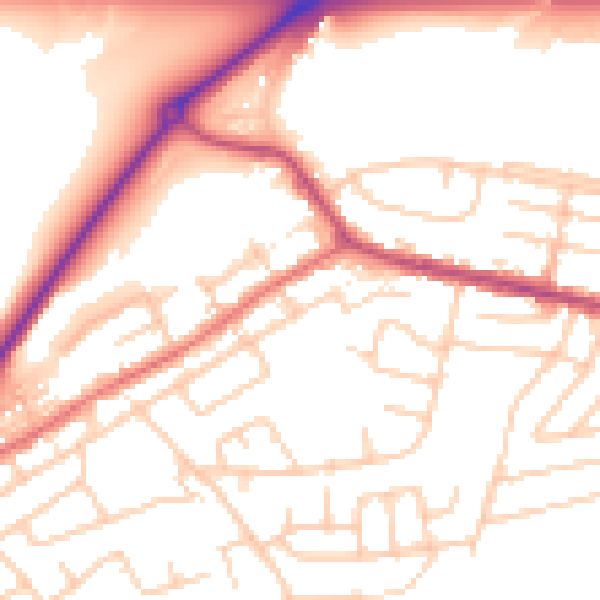 Daytime road noise heatmap for WA11 0BE