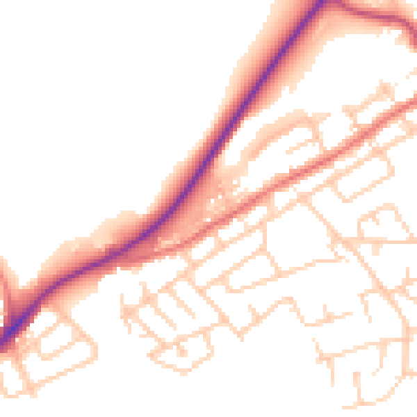 Daytime road noise heatmap for WA11 0BF