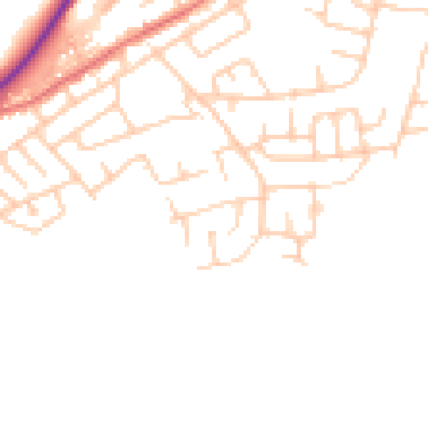 Daytime road noise heatmap for WA11 0BS